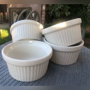 Set of 4 ribbed ramekin/soufflé bowls made by Superior. Each holds 6 ounces